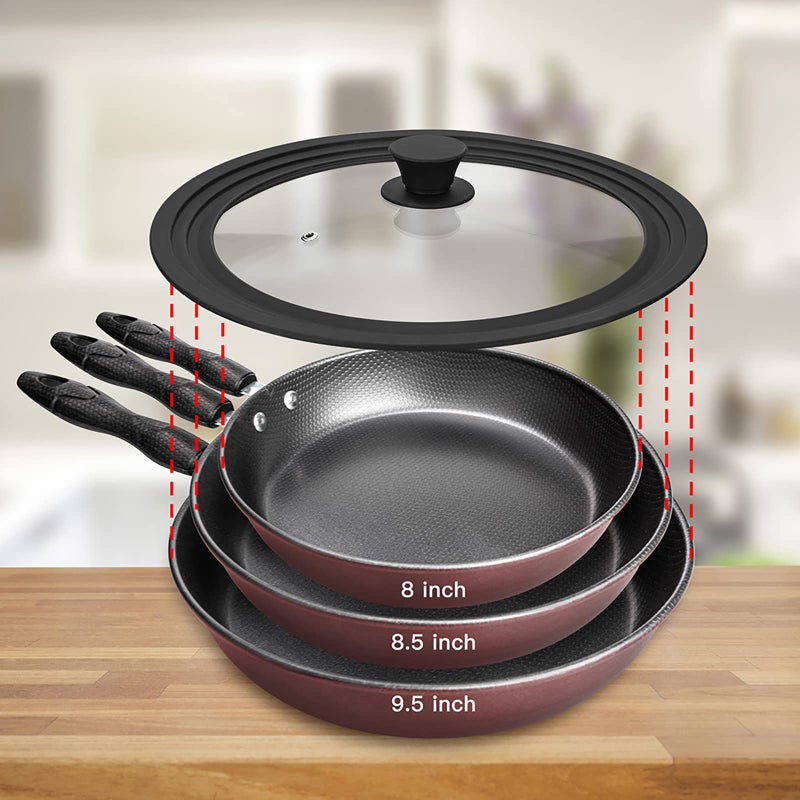 Eooch Universal Lid for Pots, Pans and Skillets Vented Tempered Glass with Heat Resistant Silicone Rim, Fits 8 inch, 8.5 inch, 9.5 inch Cookware, Replacement Lid, Black - Image 4